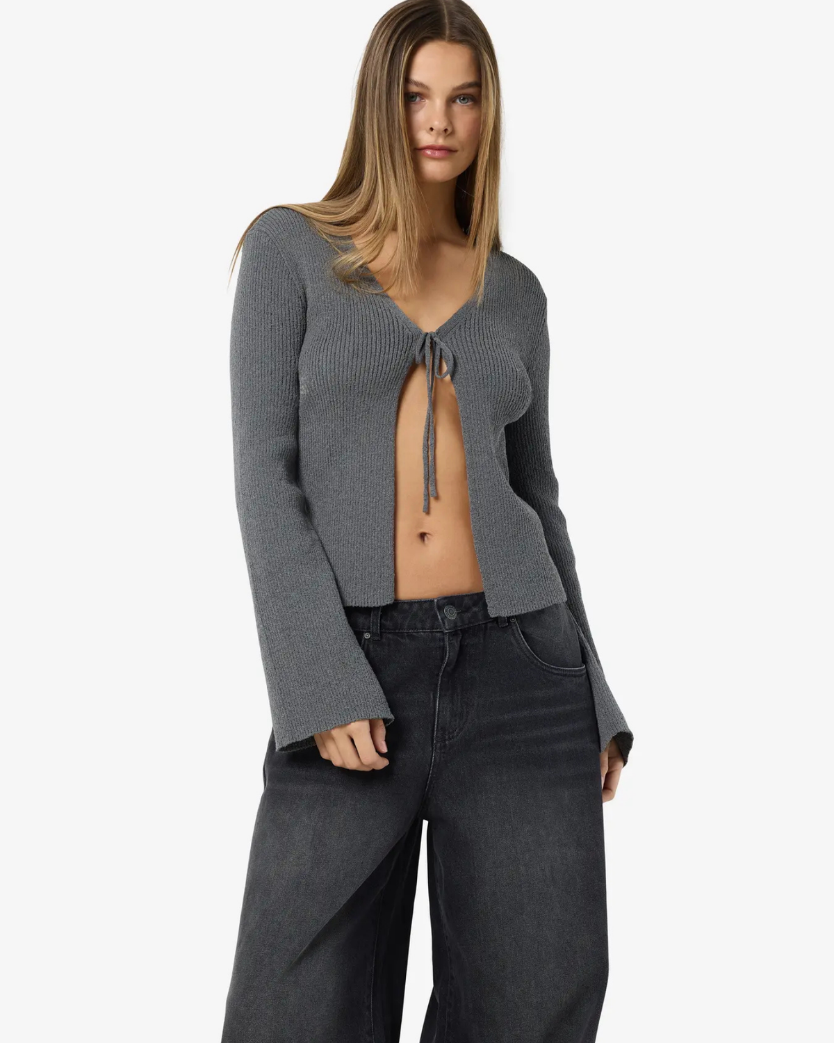 Grå - Charcoal grey - Noisy May - Cardigan - 27034651