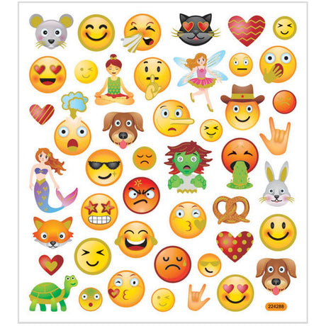 Klistermærker emojis, 15x16,5cm - 1 ark