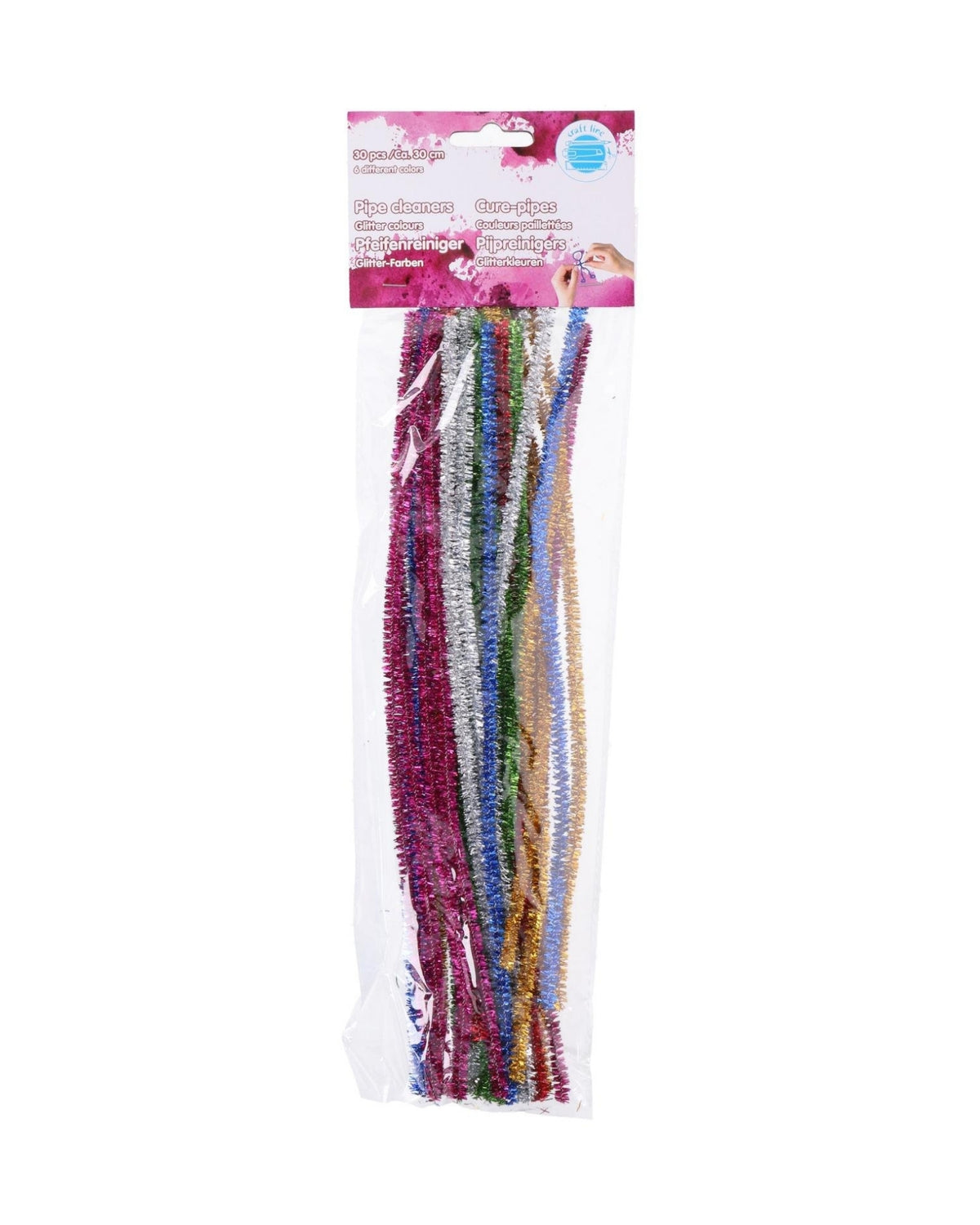 Chenille stænger med glitter 30cm - Piberenser