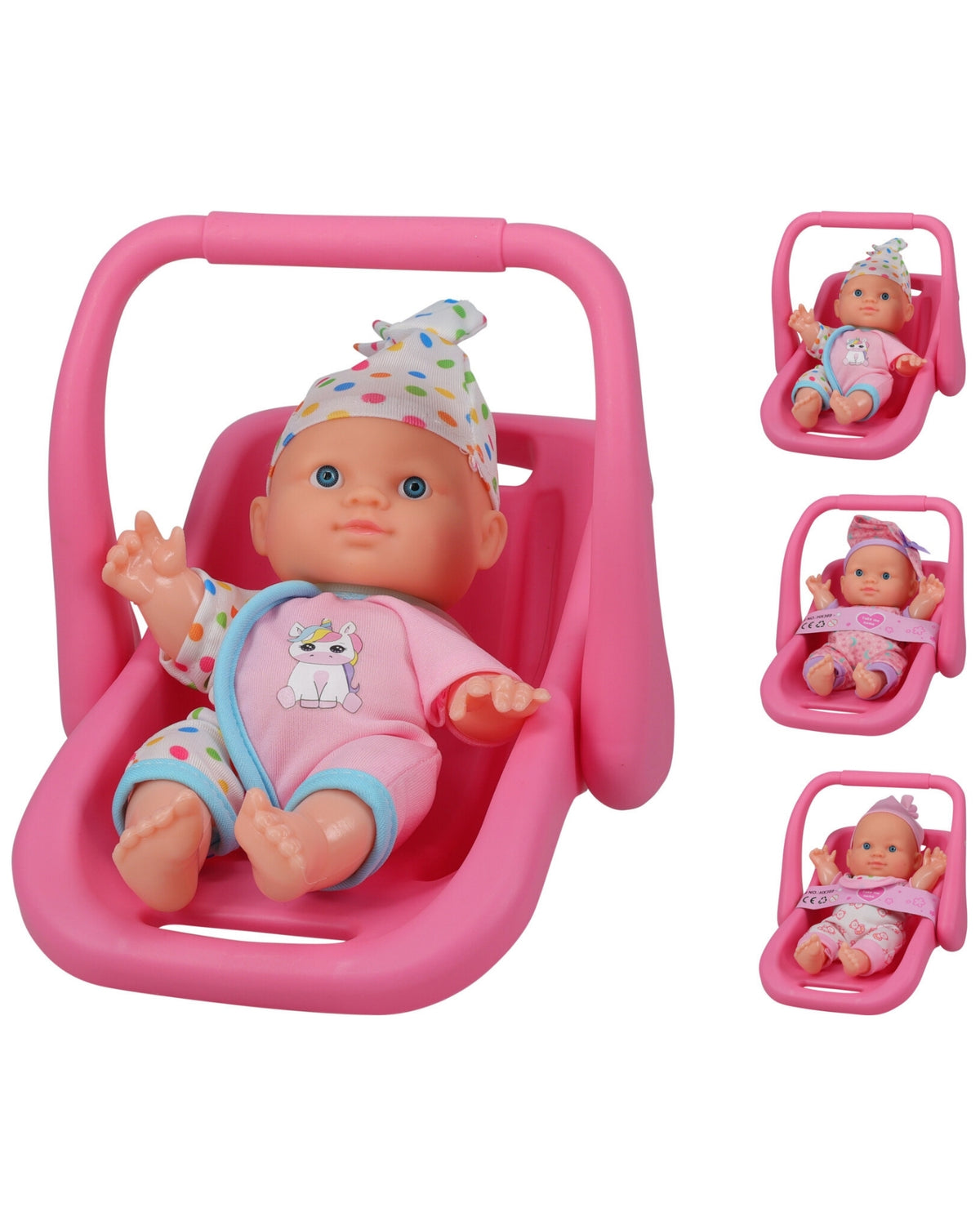 Dukke med auto stol