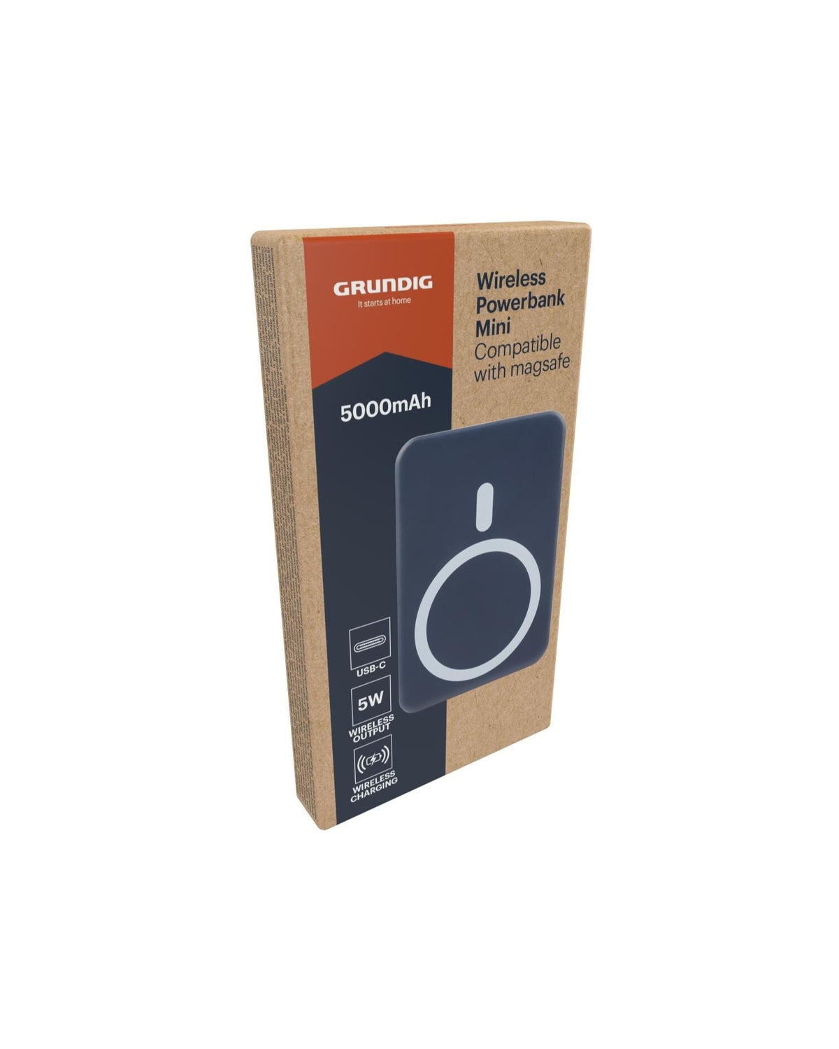 Trådløs powerbank Mini 5000mAh Navy Blå - Grundig