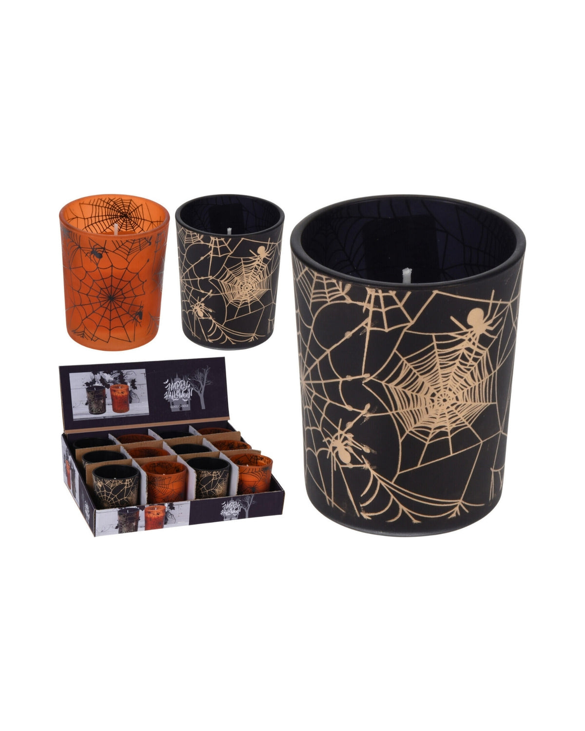 Lys i glas 7cm - Halloween 1stk