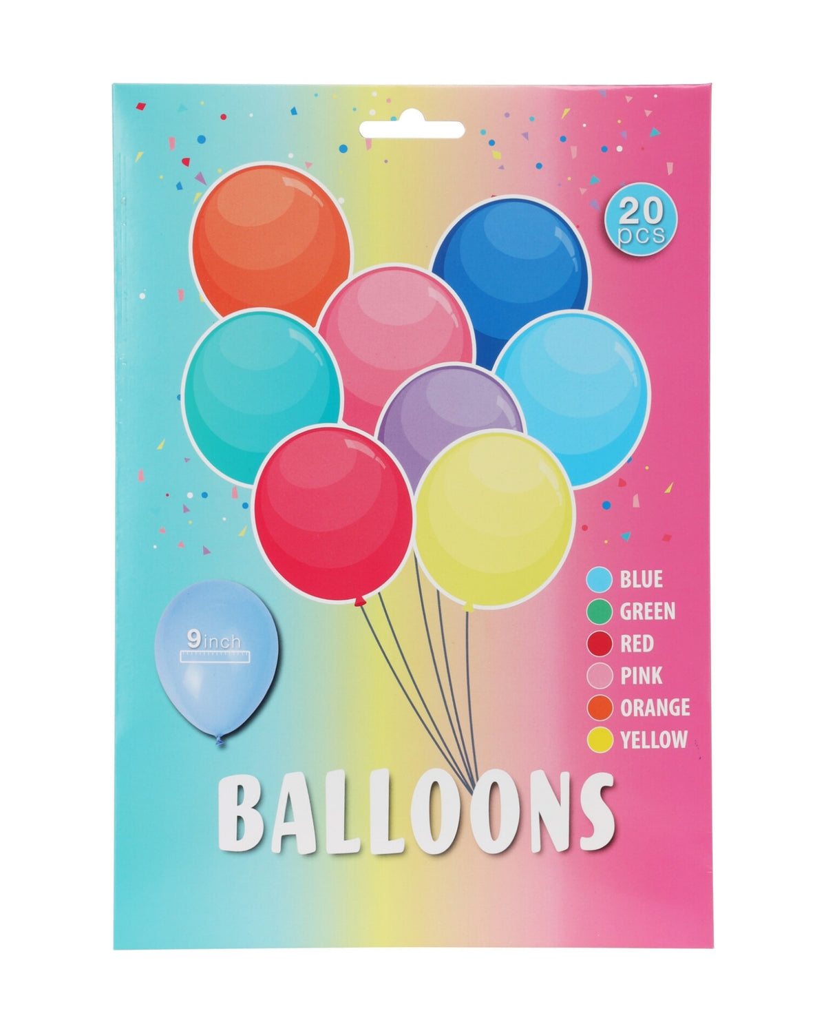 Balloner 9 inch / 23 cm – 20 stk. – Assorterede farver