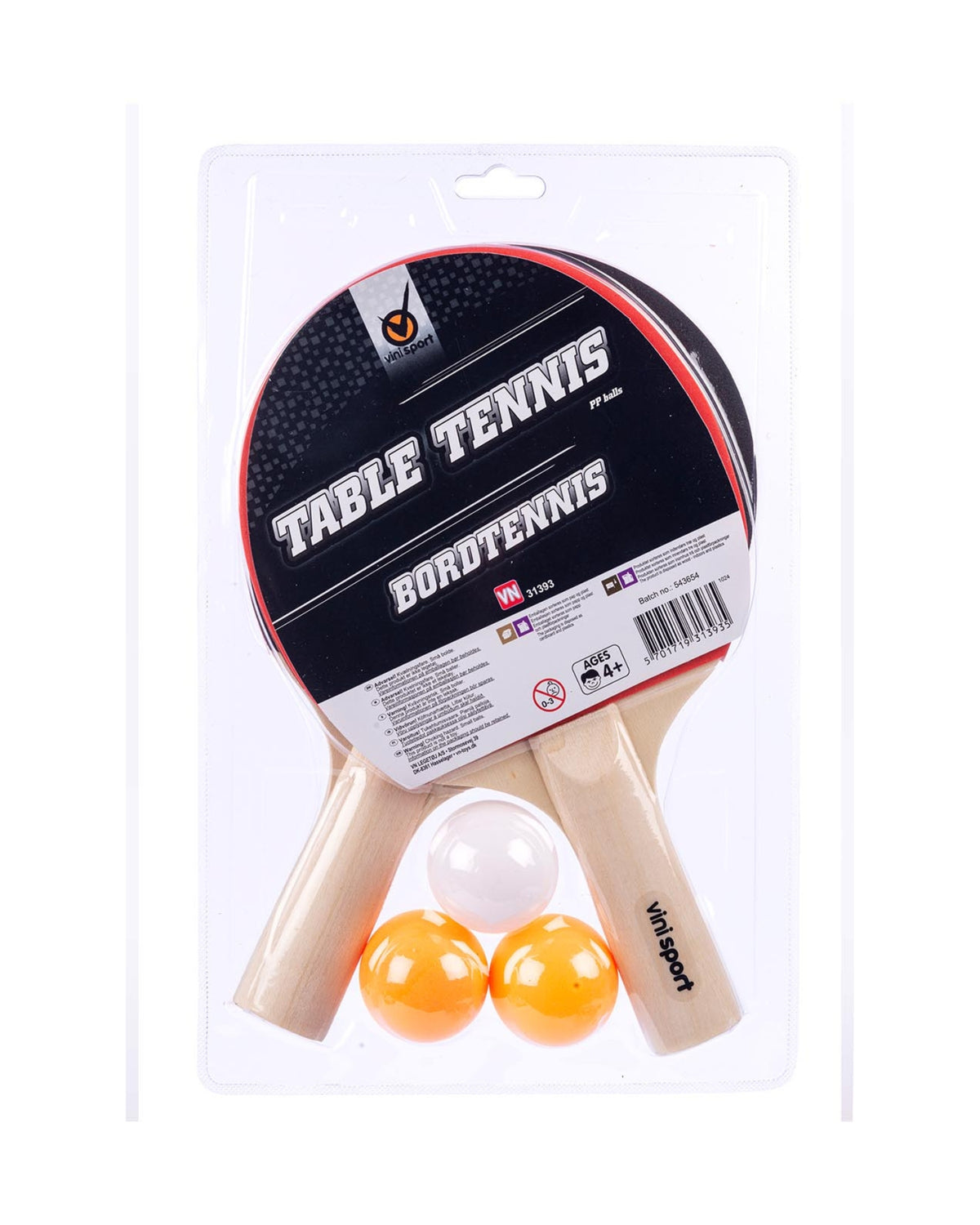 Table tennis set with 2 bats