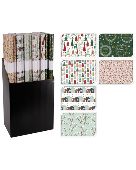 Gavepapir med jul 70x200 cm 1 rulle - 6 design