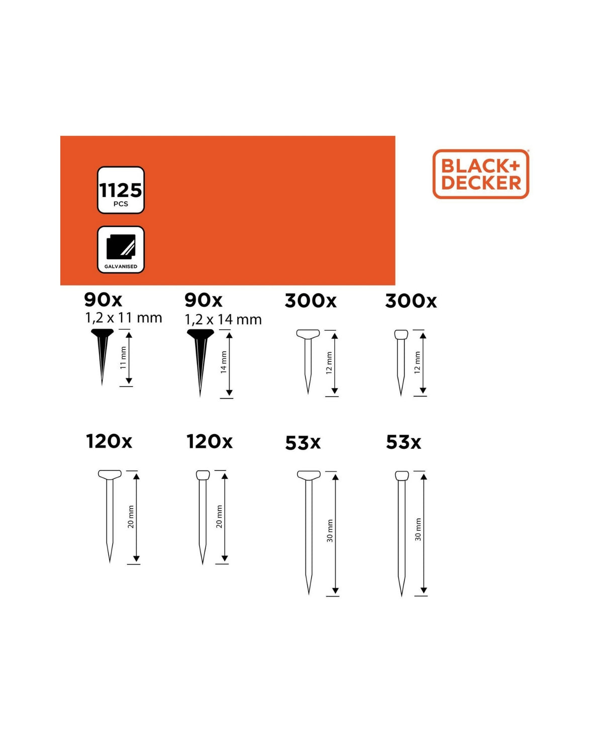 Søm 1125 stk - Black+Decker