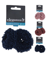 Pink/Reddish brown/Navy hair elastics 2 pcs - 4653880