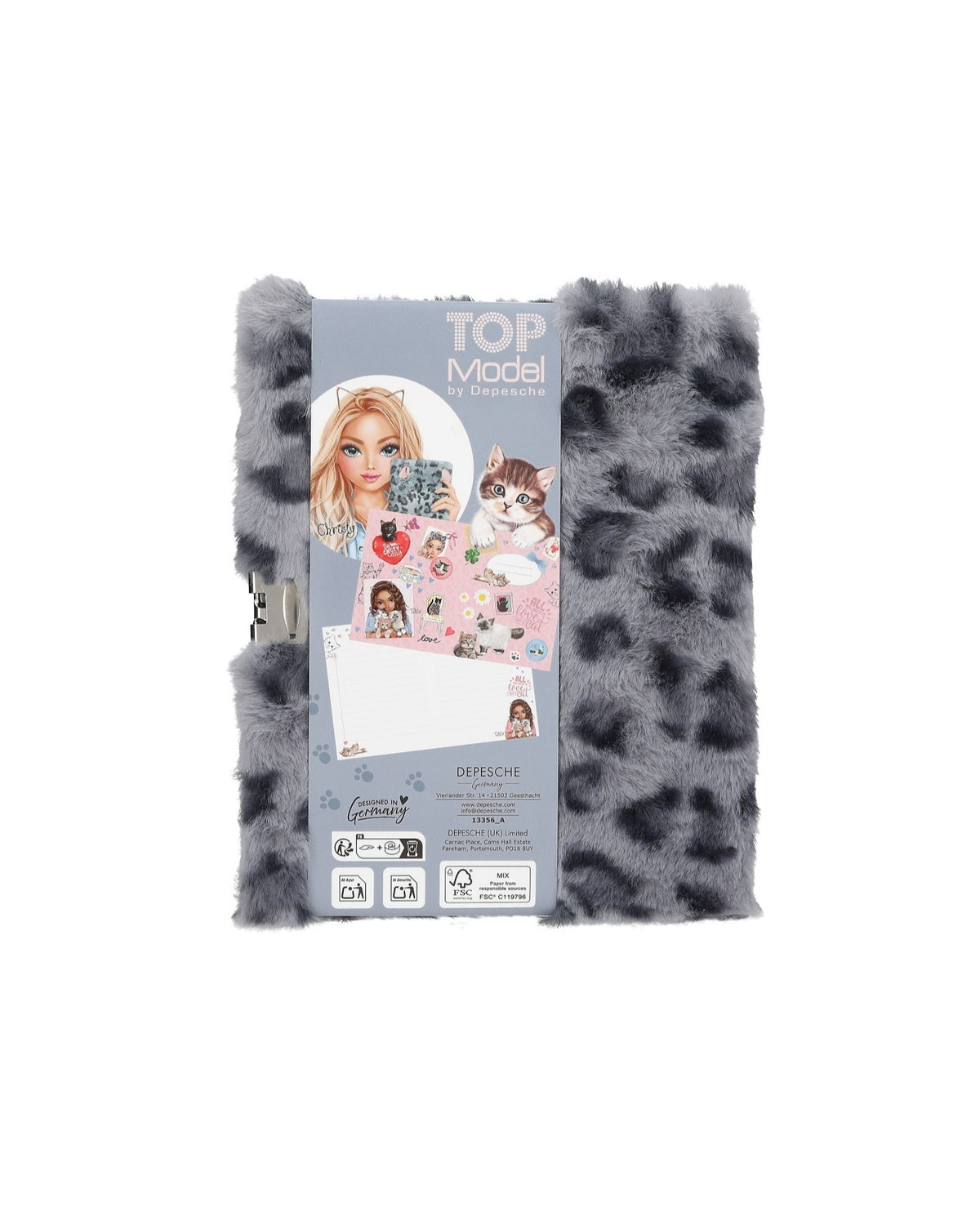 TOPModel Dagbog Fluffy med hjertelås - grå