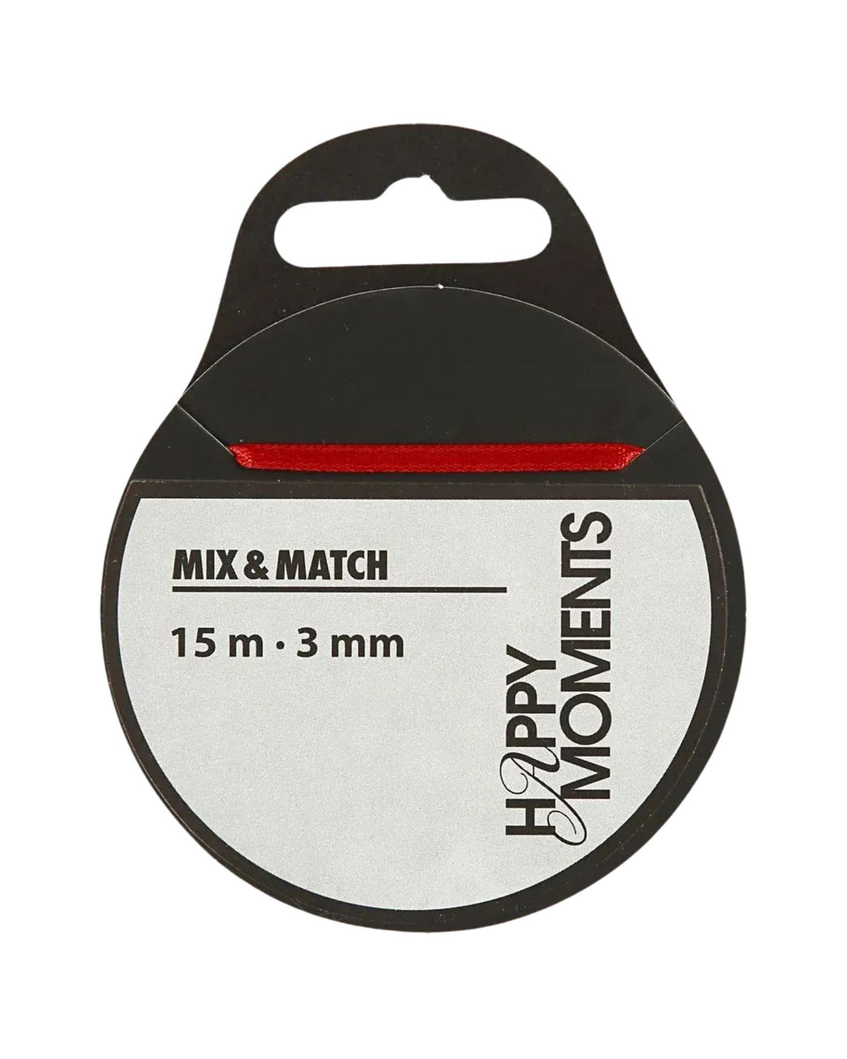 Satin ribbon 1 roll, 15 m, W: 3 mm, Red