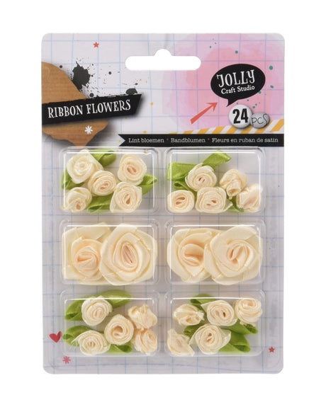 Blomster af fløjlsbånd – 24 dele