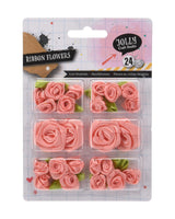 Blomster af fløjlsbånd – 24 dele