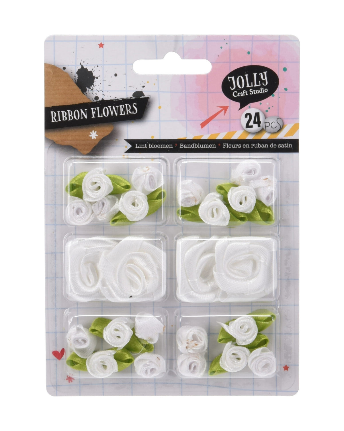 Blomster af fløjlsbånd – 24 dele