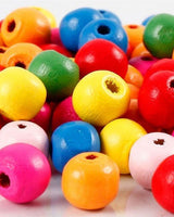 Wooden bead mix, diam. 10 mm, hole size 2.5-3 mm, asst. colors, 22 g/ 1 pk.