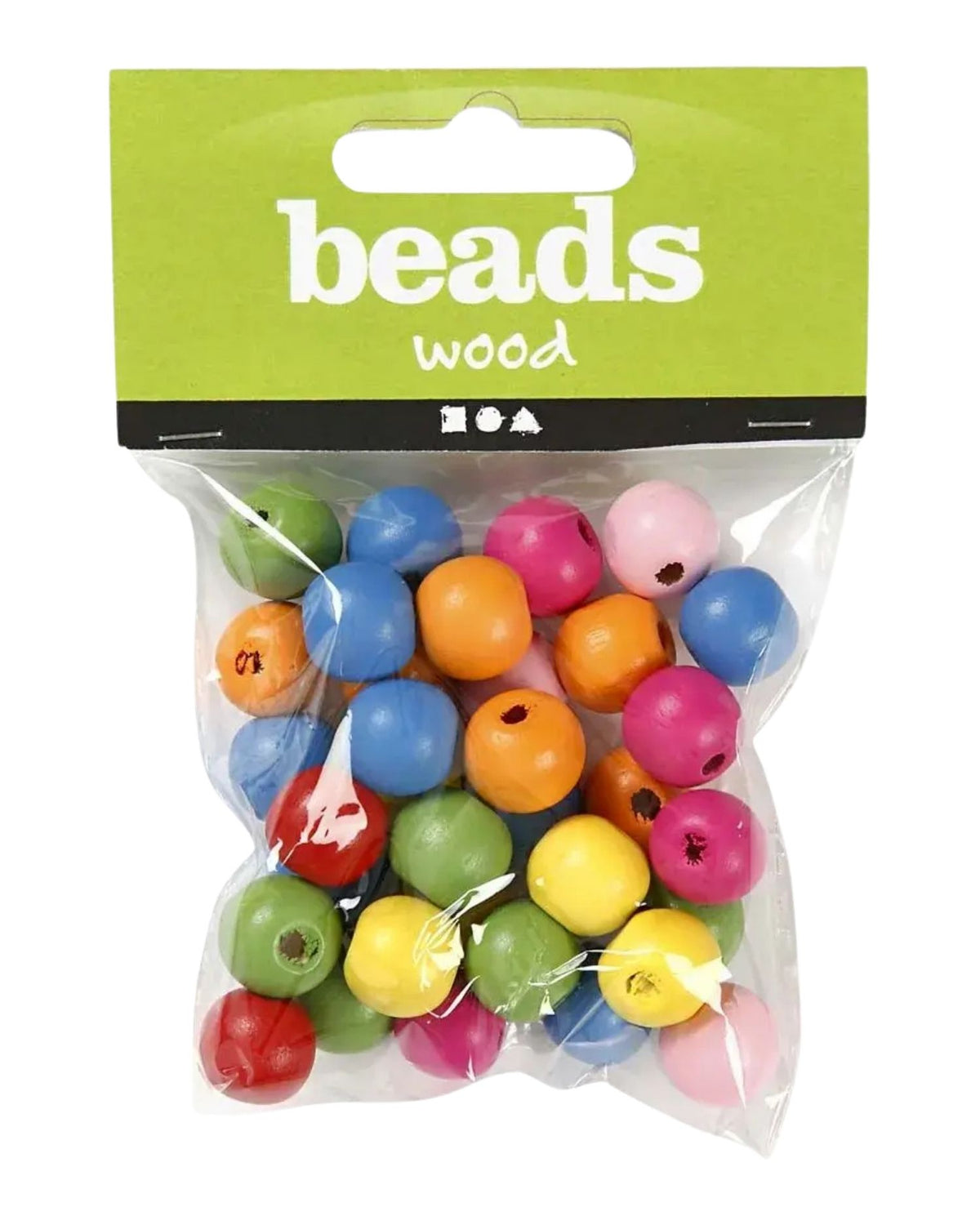 Wooden Bead Mix 1 Pk., 22 G, Diam. 12 mm, 2.5-3 mm, Asst. Colors