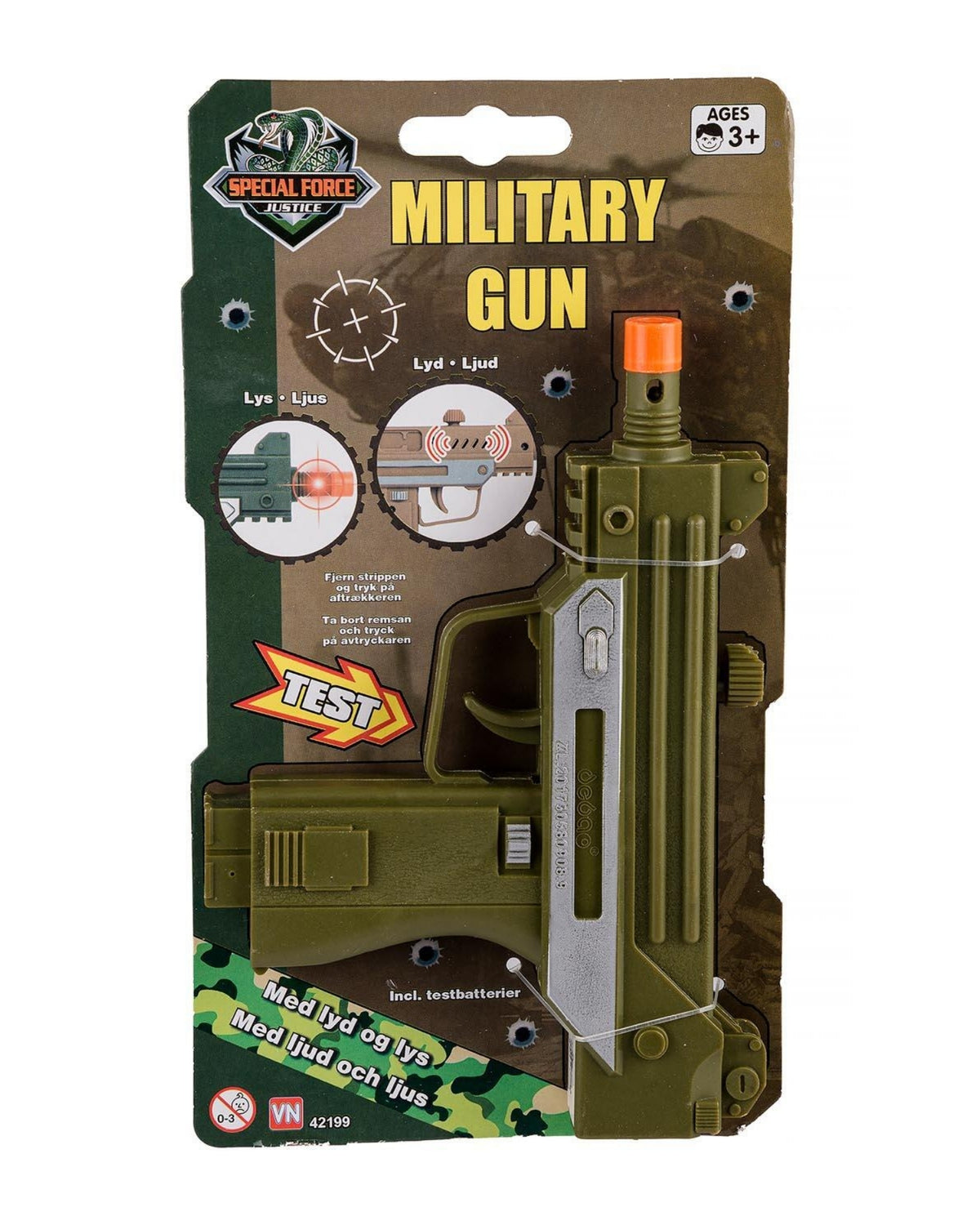 Military pistol with battery