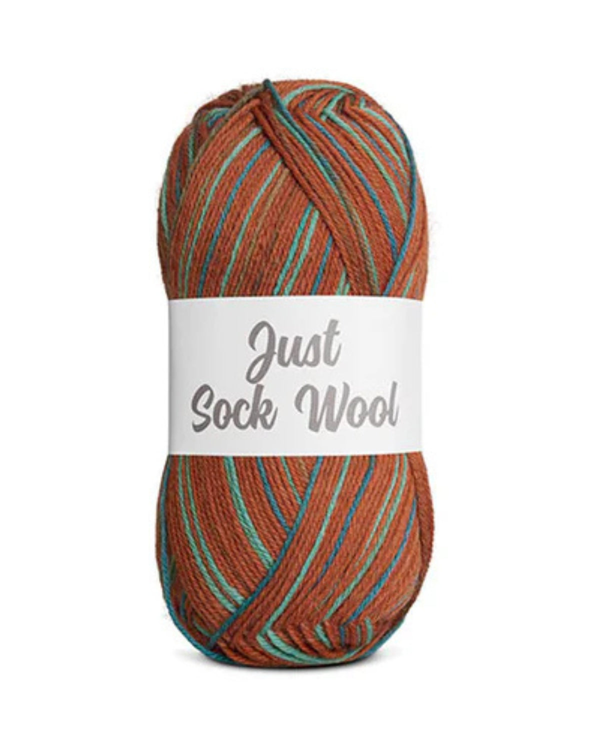 Just Sock Wool 50g - Fv.5 Rust/Petroleumsblå/Tyrkis  - Fra Mayflower