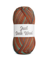 Just Sock Wool 50g - Fv.5 Rust/Petroleumsblå/Tyrkis  - Fra Mayflower