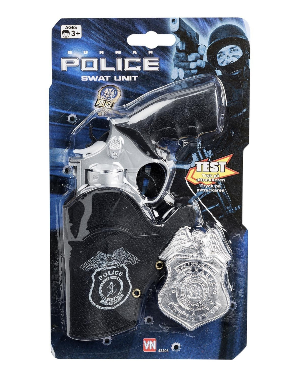 Police gun with sign