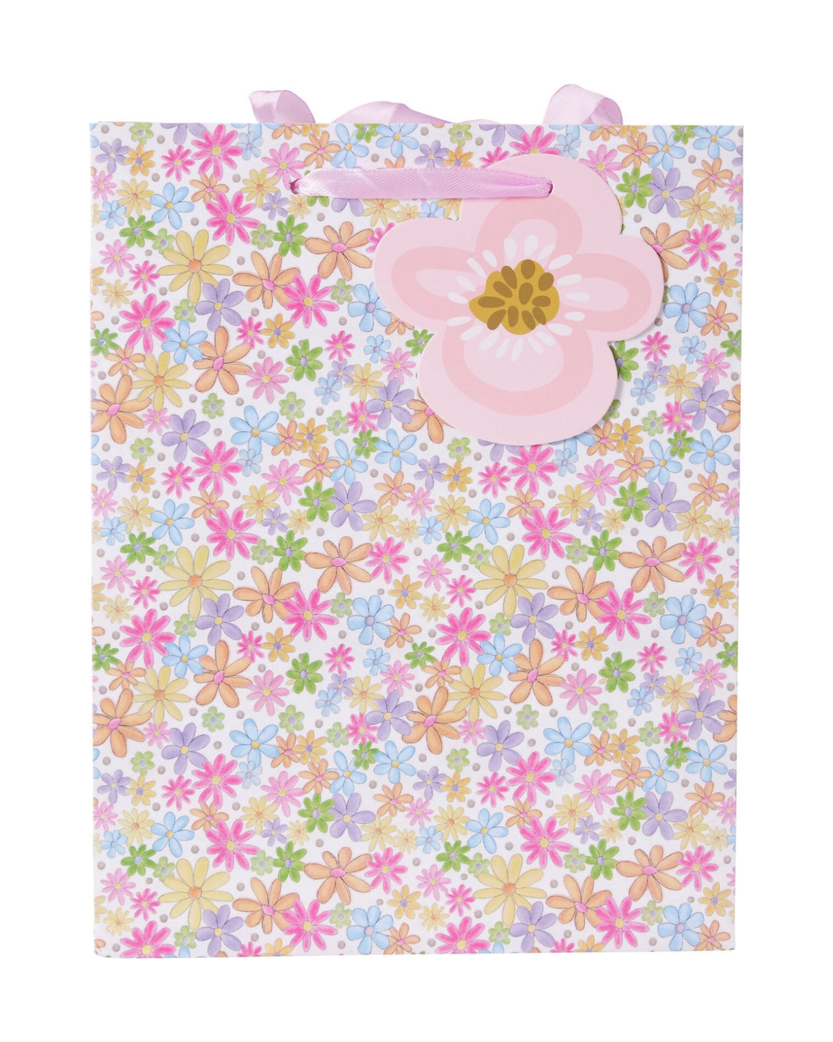 Lille gavepose med blomsterdesign – 23 x 18 x 10 cm