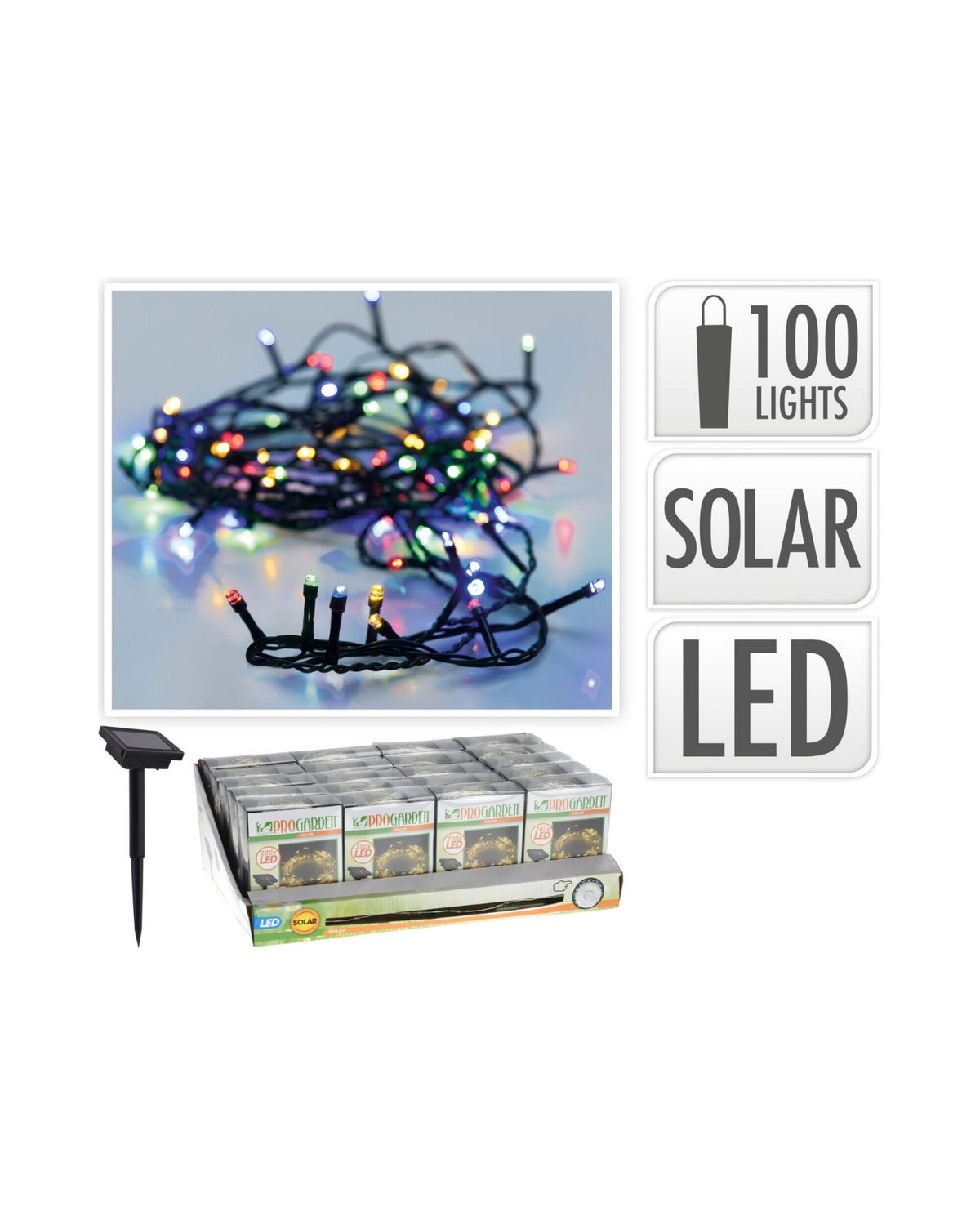 Lyskæde 100 LED lys udendørs med solcelle