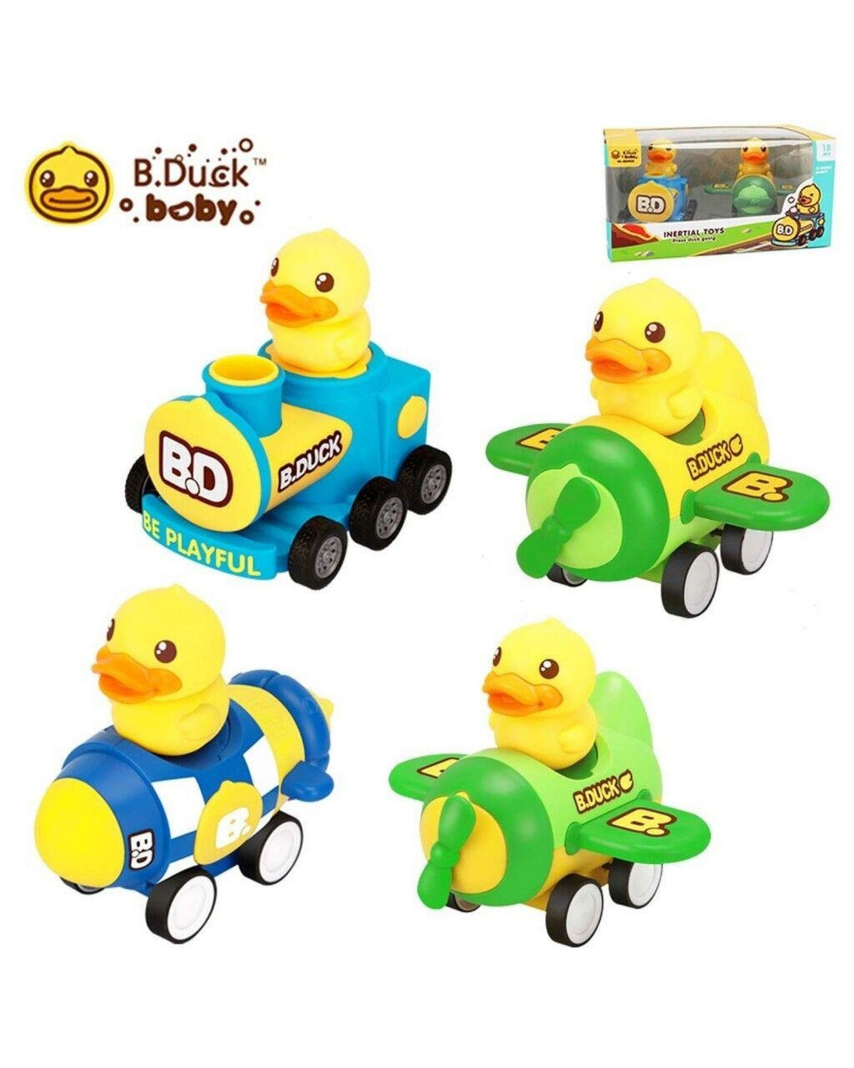 Duck Train&amp;Plane - Press Duck Going - Box with 2 pcs