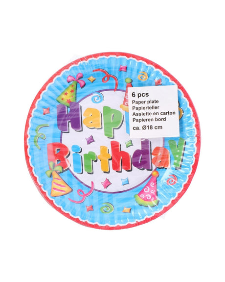 Paptallerkner "Happy birthday" Ø18 cm 6 stk