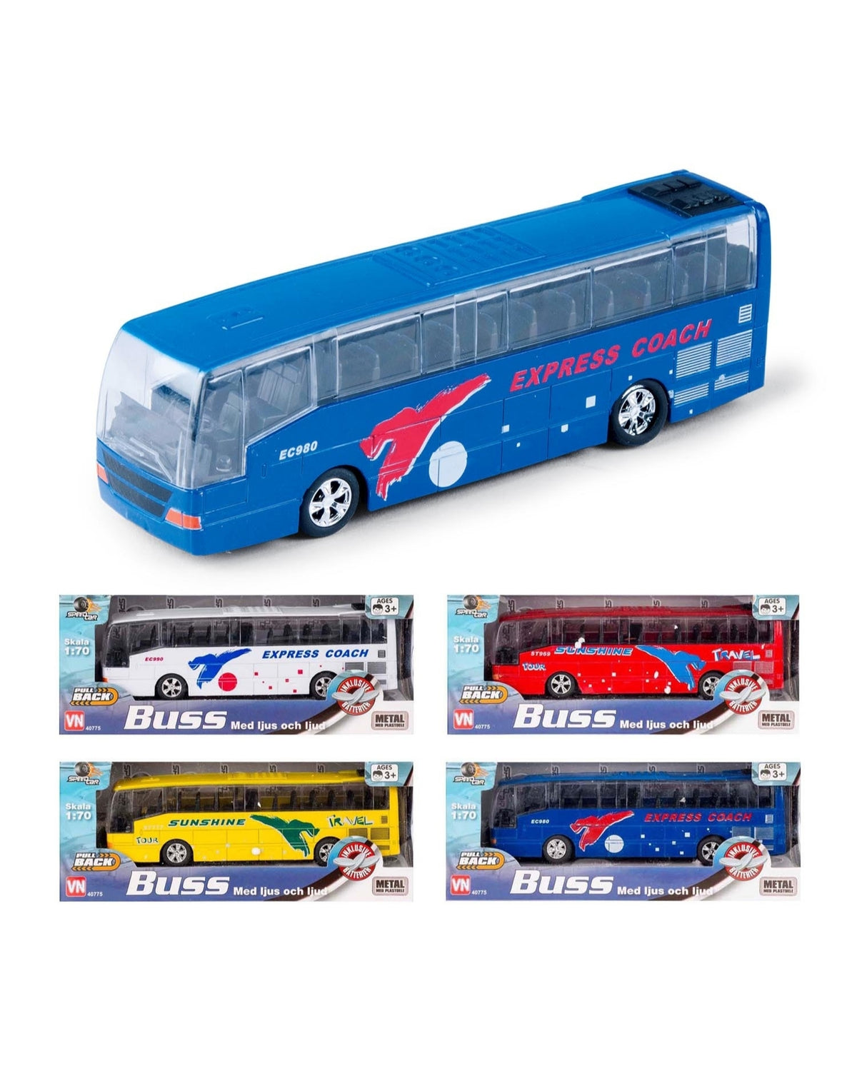 Bus in metal 1 piece with sound and light 1:70