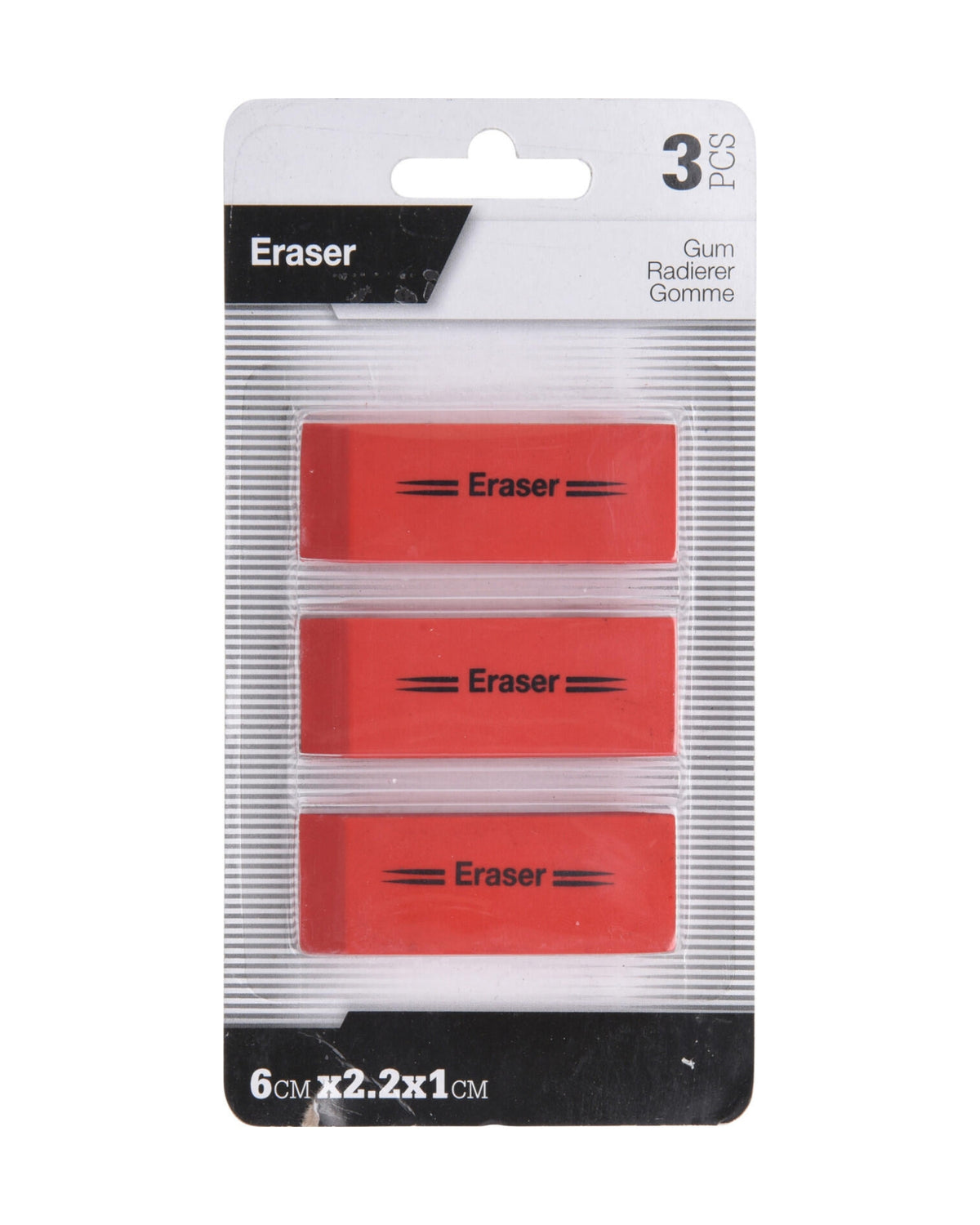 Eraser 3 pcs 6x2.2x1cm