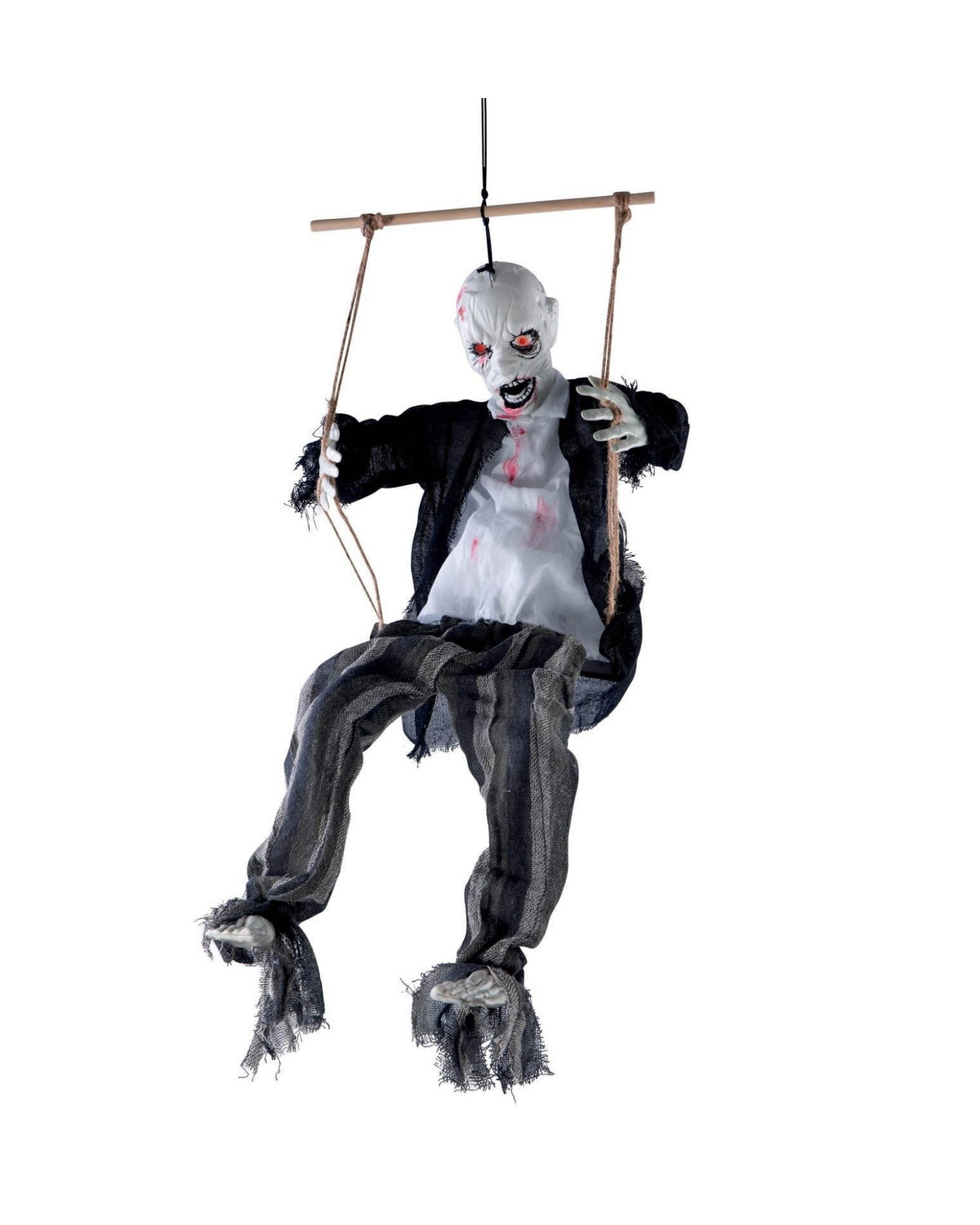 Zombie på gynge - Animeret med lyd og lys - 80 cm