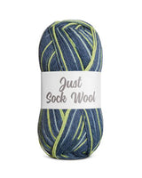 Just Sock Wool 50g - Fv.3 Marine/Lyseblå/Lime  - Fra Mayflower