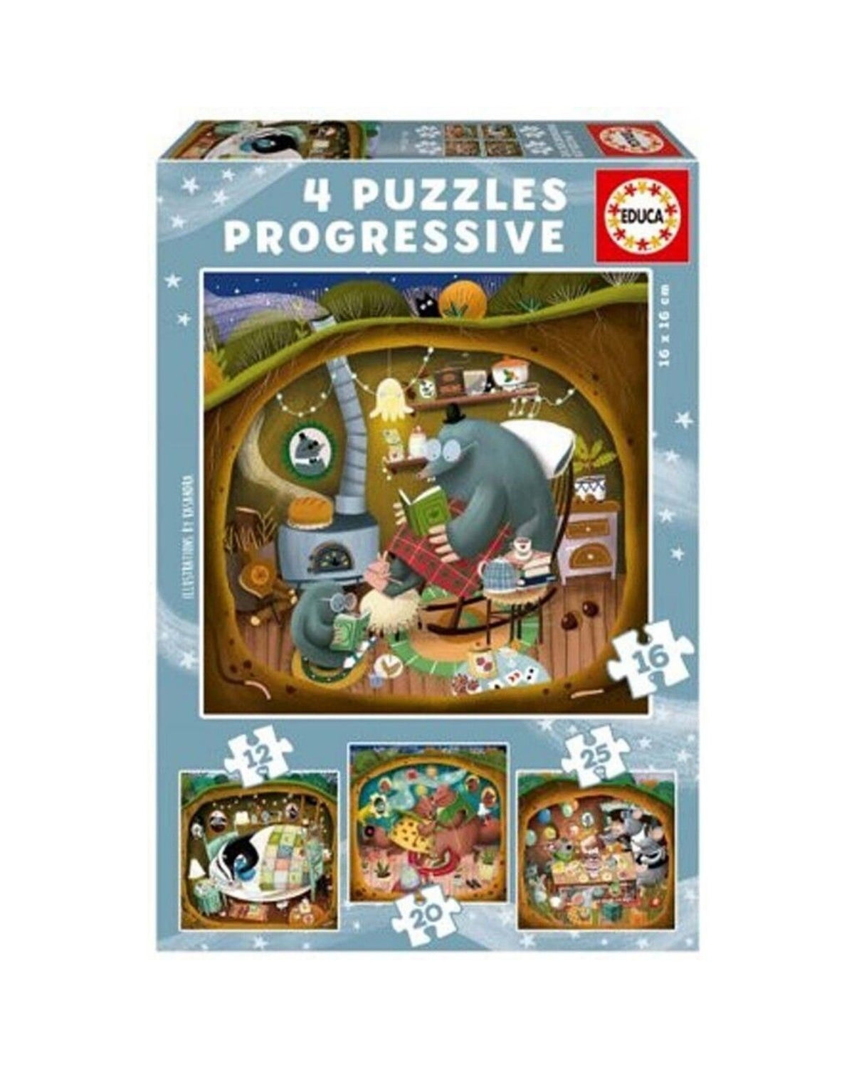 Educa Progressive Puzzle Forest Tales 12-16-20-25
