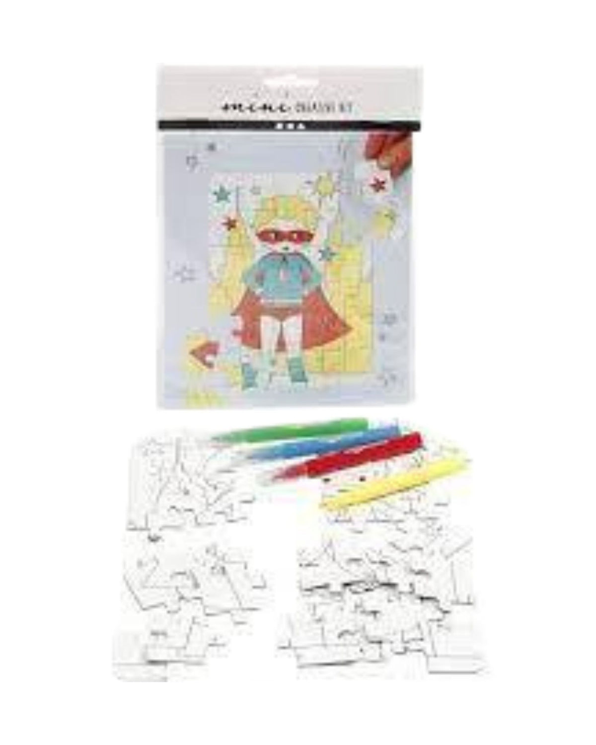 Mini DIY Kit, puslespil superhelt, hvid, 1 sæt