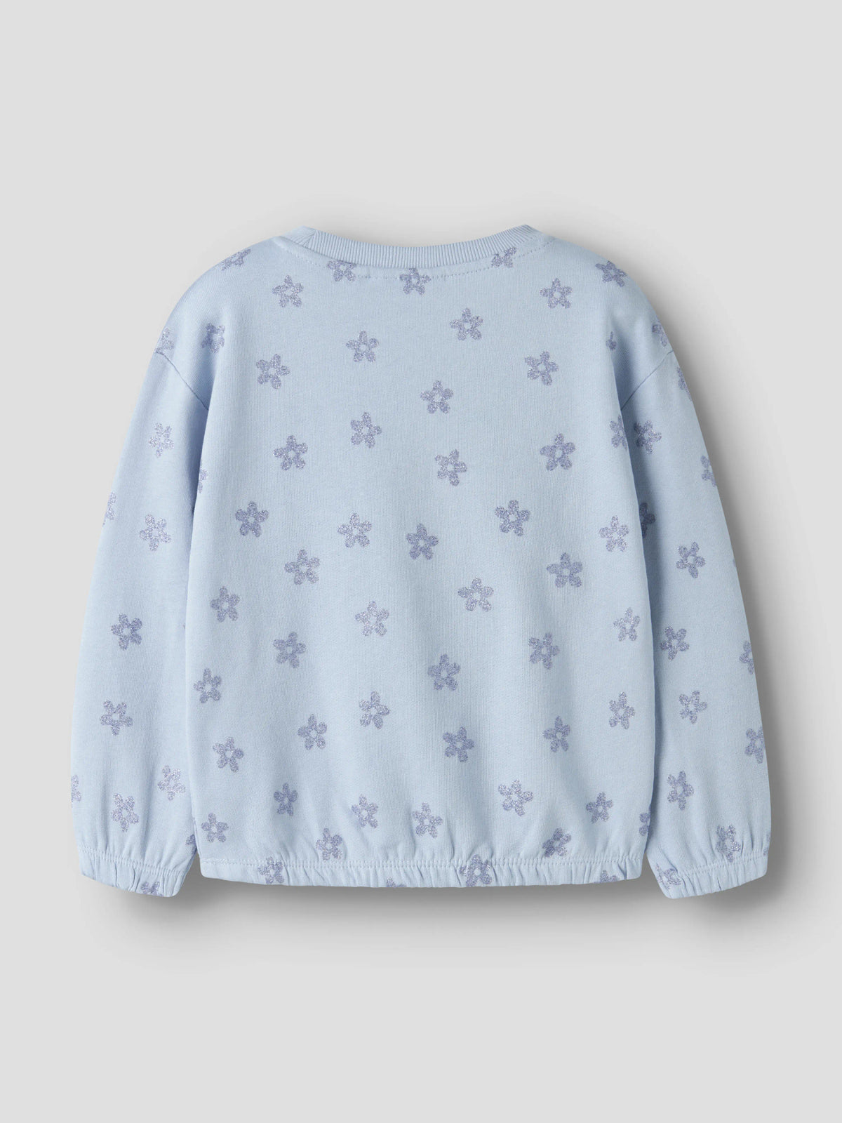 Subdued Blue Glitter Flower Sweatshirt fra Name it - 13246314