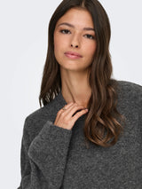 Dark Grey Melange Striktrøje fra JDY - 15374485