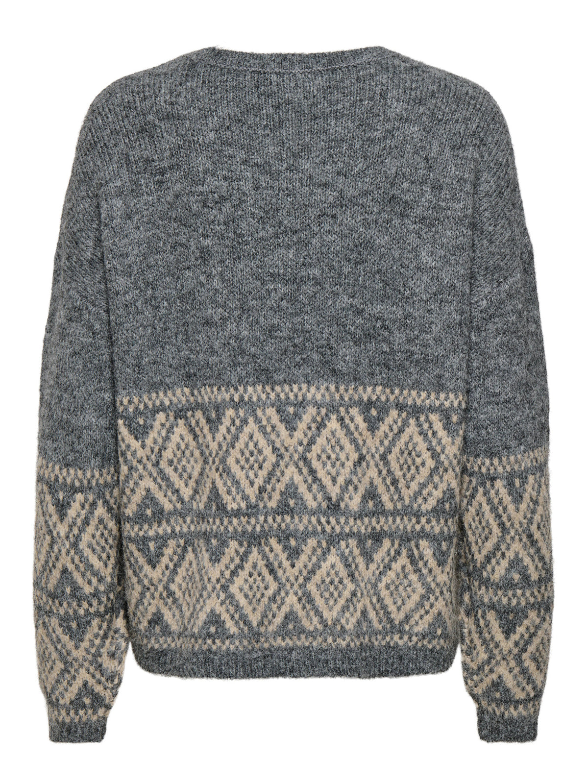 Dark Grey Melange W. OATMEAL FAROE JACQ. Striktrøje fra JDY - 15379810