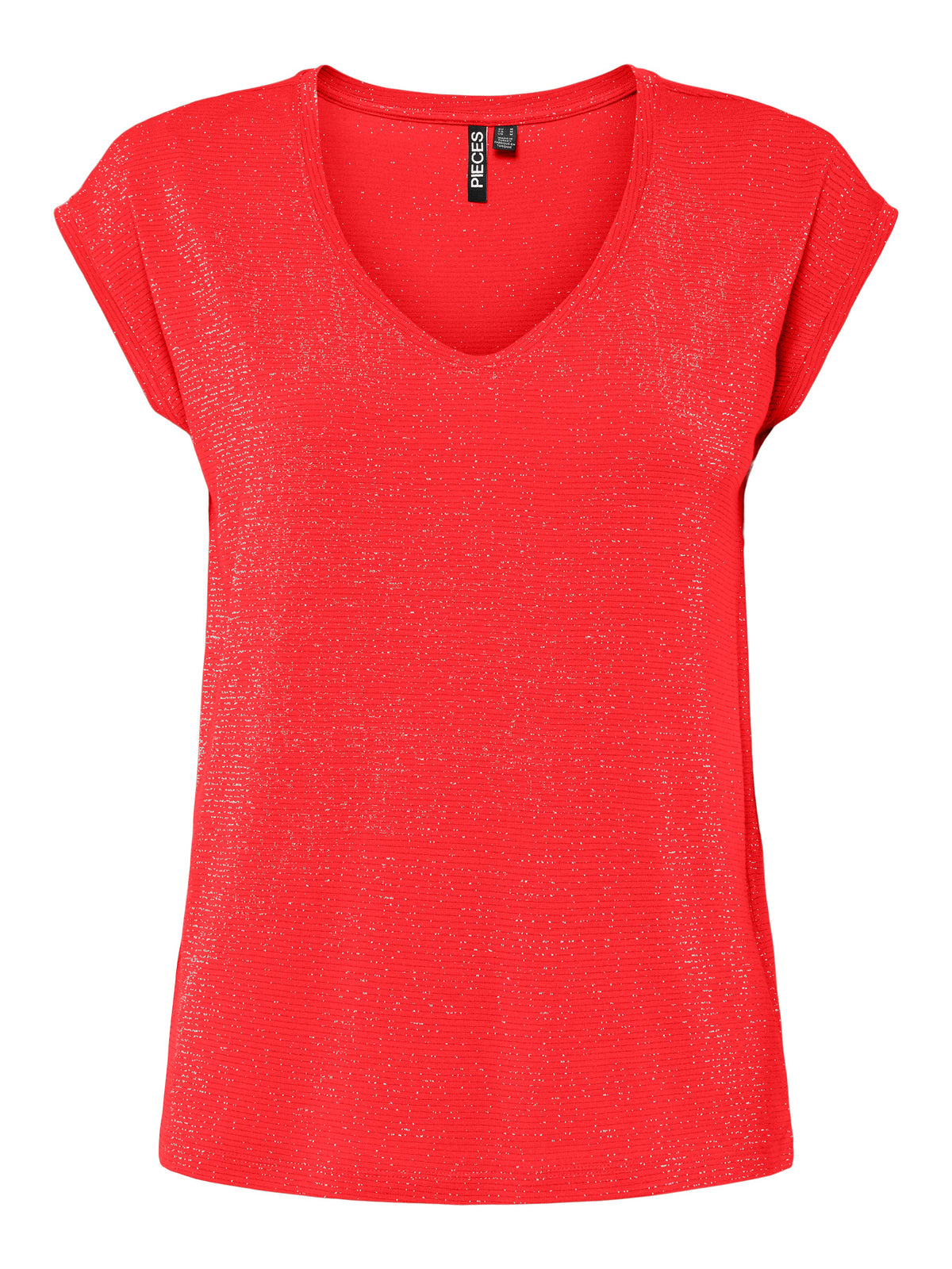 PIECES Poppy Red GOLD LUREX Bluse - 17078572