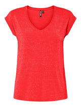 PIECES Poppy Red GOLD LUREX Bluse - 17078572