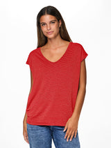 PIECES Poppy Red GOLD LUREX Bluse - 17078572