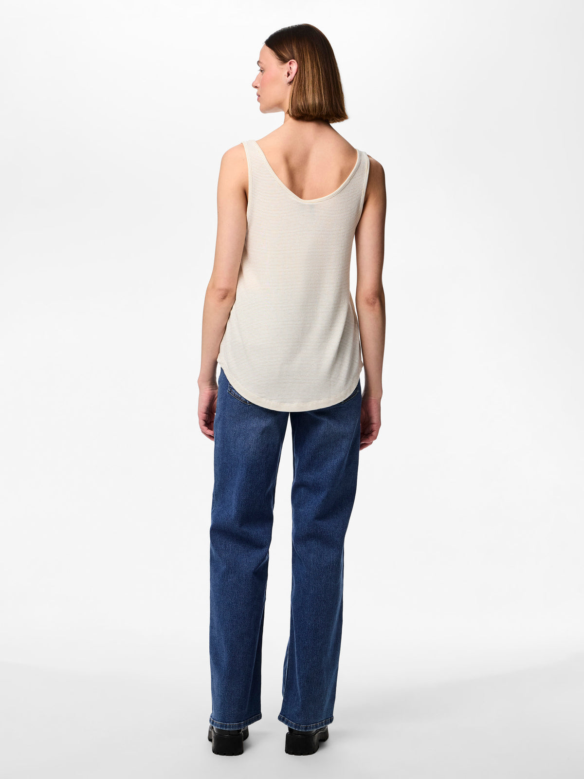 PIECES Bright White GOLD LUREX Top - 17095076