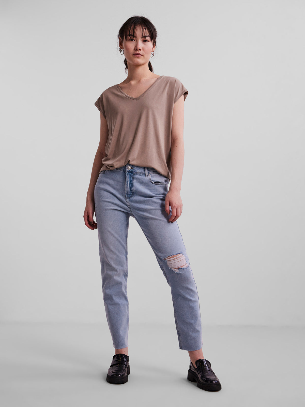 Brun silver minkTop fra PIECES - 17095260