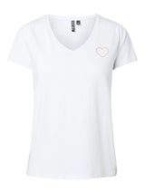 PIECES Bright White GOLD HEART OUTLINE Bluse - 17102921