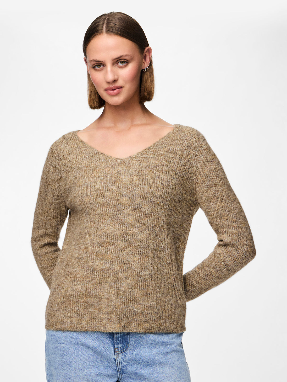 Brun Striktrøje fra PIECES - 17114251