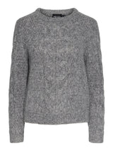 PIECES Medium Grey Melange Striktrøje - 17140372