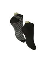 PIECES Black 2 PCK-SOLID GOLD HEAR+ GOLD STRIPE GOLD HEART Strømper - 17140773