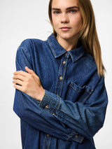 Blå - dark Blue Denim - Pieces - Denimskjorte - 17150991