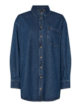 Blå - dark Blue Denim - Pieces - Denimskjorte - 17150991