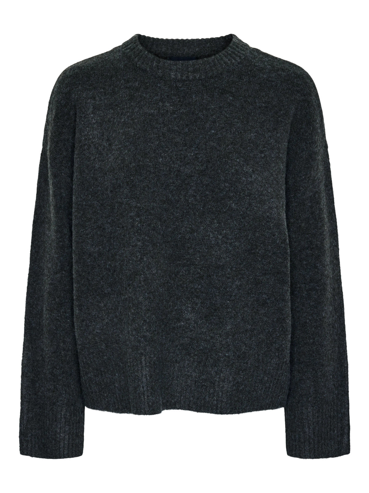 Dark Grey Melange Striktrøje fra PIECES - 17154366