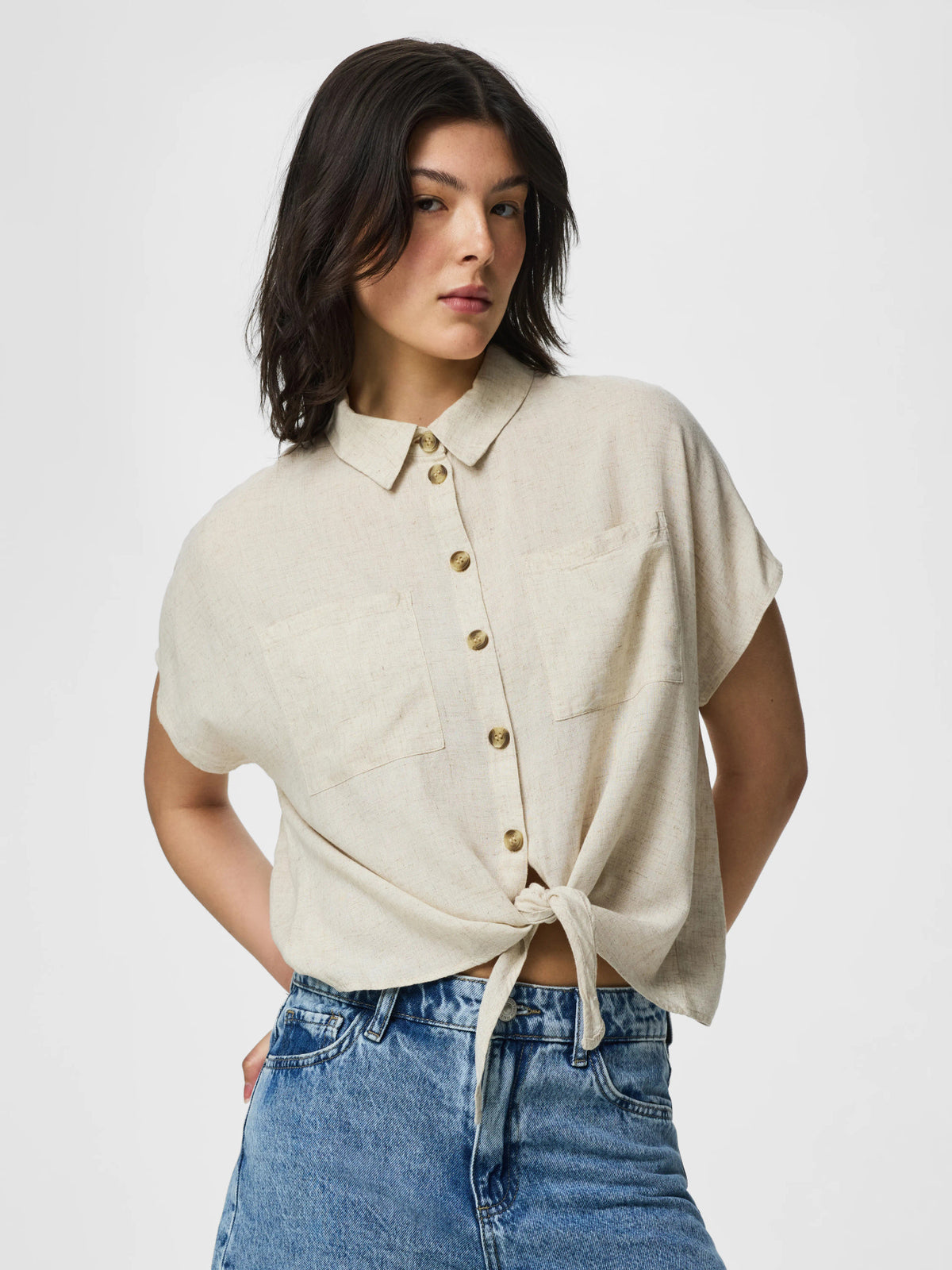 Birch MELANGE Bluse fra PIECES - 17154736