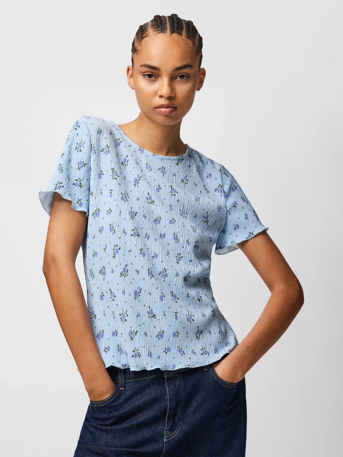 Cashmere Blue Blue flowers Bluse fra PIECES - 17155404