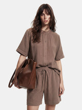 Coffee Quartz Bluse fra PIECES - 17156472